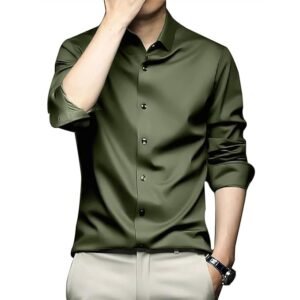 men's stylish solid satin casual shirt for men full sleeves| poly satin silk shirt